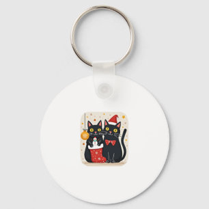 Cats Christmas Retro 50s 60s Xmas (1) Key Ring