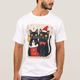 Cats Christmas Retro 50s 60s Xmas (1) T-Shirt