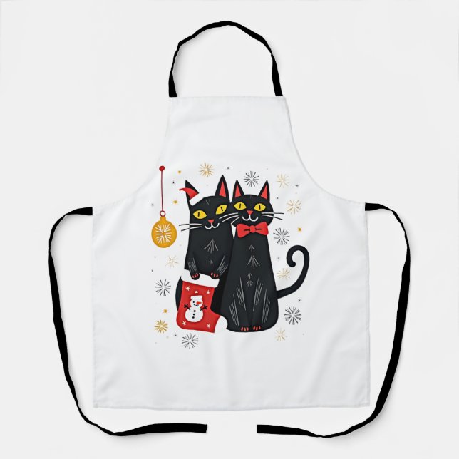 Cats Christmas Retro 50s 60s Xmas (2) Apron (Front)