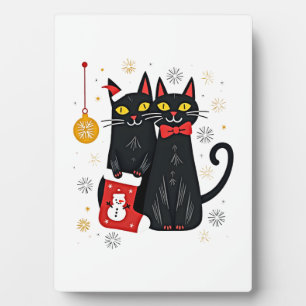 Cats Christmas Retro 50s 60s Xmas (2) Plaque