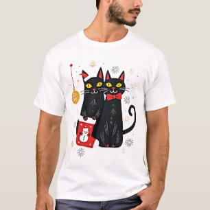 Cats Christmas Retro 50s 60s Xmas (2) T-Shirt