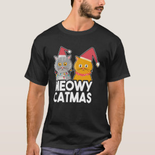 Cats Christmas Santa Hat Meowy Catmas Cat T-Shirt