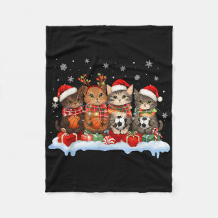 Cats Christmas Santa Sport Basketball And Soccer L Fleece Blanket