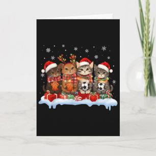 Cats Christmas Santa Sport Sketll And Soccer Lover Card