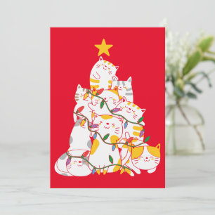 Cats Christmas Tree Funny Cats Christmas Invitation