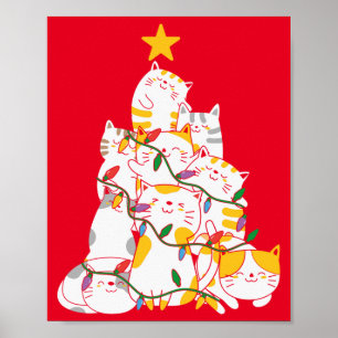 Cats Christmas Tree Funny Cats Christmas Poster