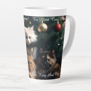 Cats Christmas Tree, Image And Text, Customize, Latte Mug
