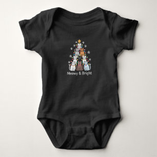 Cats Christmas Tree Meowy Bright Cute Xmas Baby Bodysuit