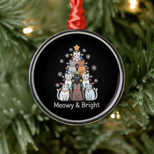 Cats Christmas Tree Meowy Bright Cute Xmas  Metal Ornament
