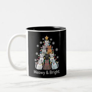Cats Christmas Tree Meowy Bright Cute Xmas  Two-Tone Coffee Mug
