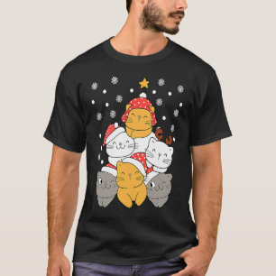Cats Christmas Tree Xmas Cats Lovers Kids Mens Wom T-Shirt