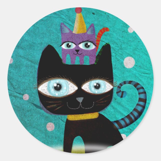Cats Classic Round Sticker (Front)