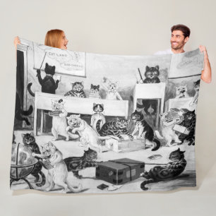 Cats Classroom Discipline, Louis Wain Fleece Blanket