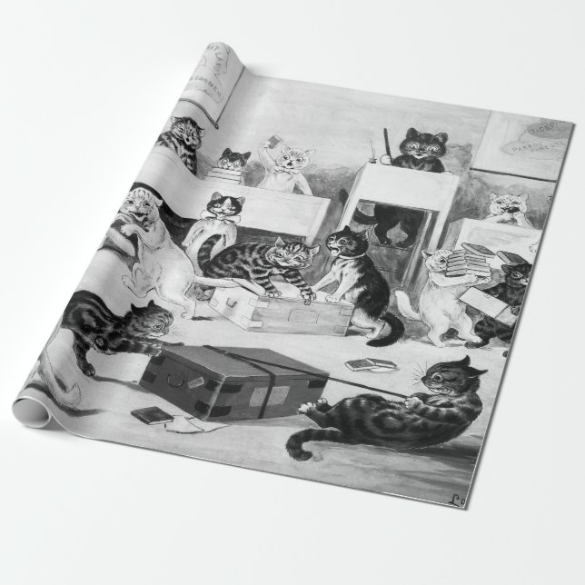 Cats Classroom Discipline, Louis Wain Wrapping Paper (Unrolled)