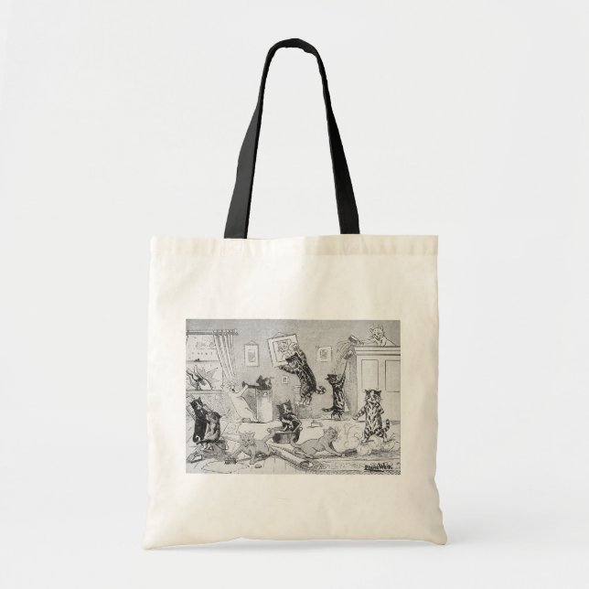 Cats Cleaning in Spring, Louis Wain Tote Bag (Front)
