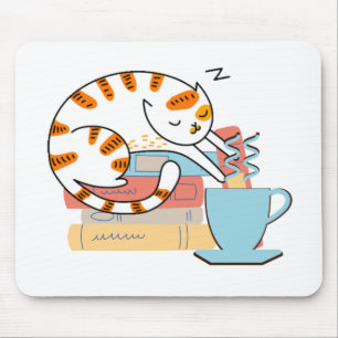 Cats, Coffee, and Books Mouse Pad