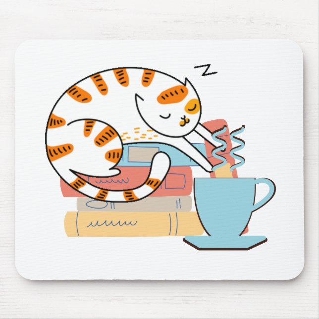 Cats, Coffee, and Books Mouse Pad (Front)