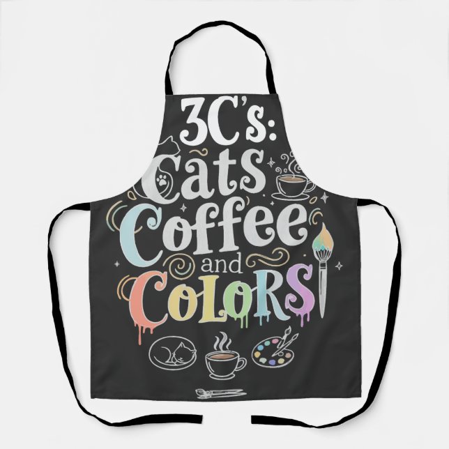 Cats Coffee and Colours Apron (Front)