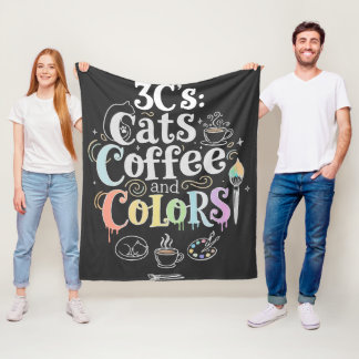 Cats Coffee and Colours Fleece Blanket