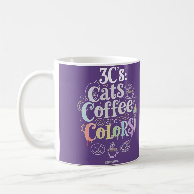 Cats Coffee and Colours Mug (Left)