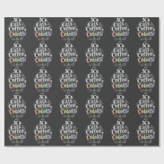 Cats Coffee and Colours Wrapping Paper