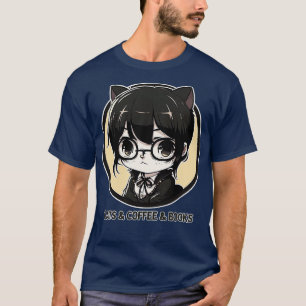 Cats Coffee Books T-Shirt