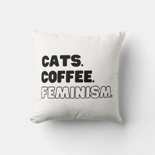 Cats Coffee Feminism Cushion (Front)
