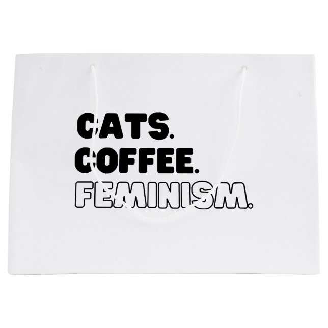 Cats Coffee Feminism Large Gift Bag (Front)