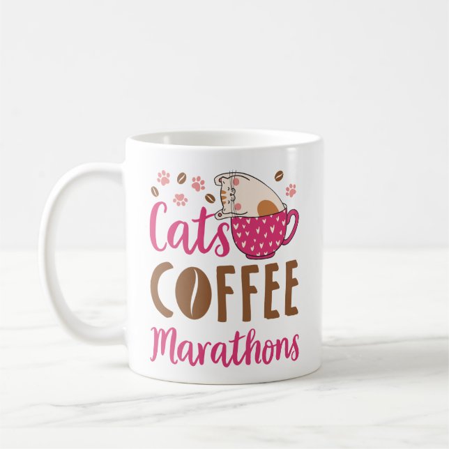 Cats Coffee Marathons Marathon Runner Mug (Left)