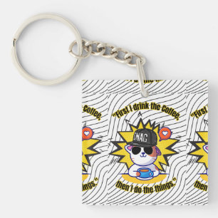 cats coffee quote  key ring