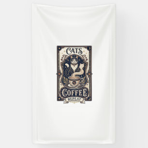 Cats Coffee Repeat Cat Coffee Vintage Vector Art S Banner