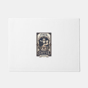 Cats Coffee Repeat Cat Coffee Vintage Vector Art S Doormat