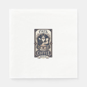 Cats Coffee Repeat Cat Coffee Vintage Vector Art S Napkin