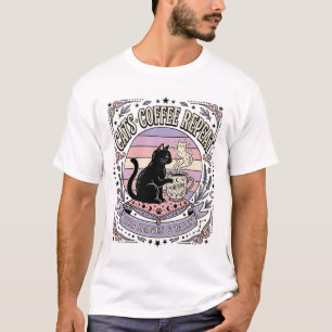 Cats Coffee Repeat Cat Tea Leaves Coffee Fortune R T-Shirt