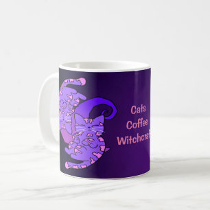 Cats Coffee Witchcraft Gemini Retro Neon Purple Mug