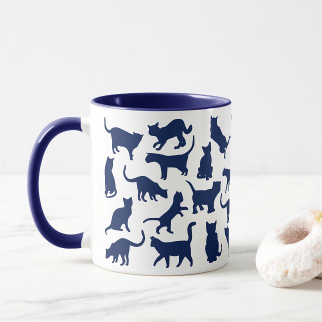 Cats Colour Blue Mug (With Donut)