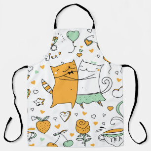 Cats couple illustration. cartoon kitten animals i apron