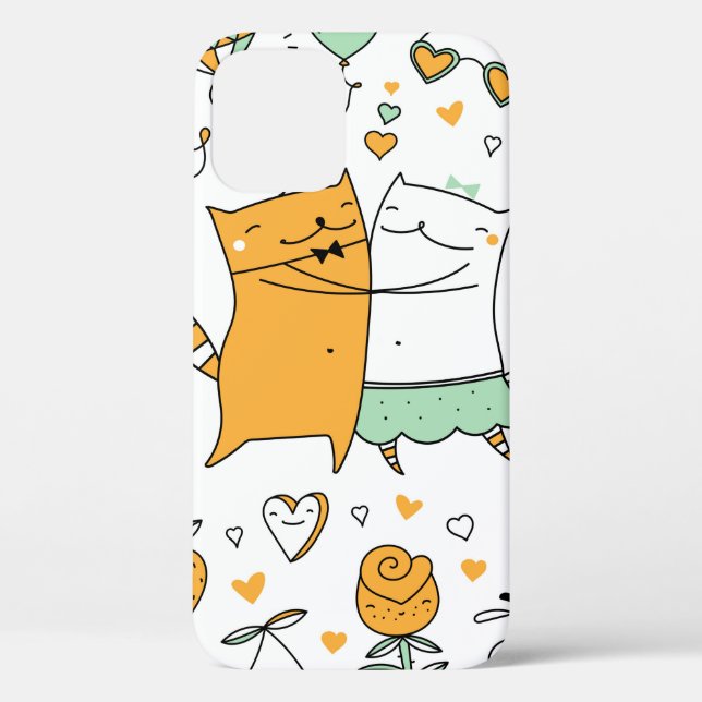 Cats couple illustration. cartoon kitten animals i Case-Mate iPhone case (Back)