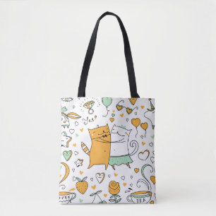 Cats couple illustration. cartoon kitten animals i tote bag