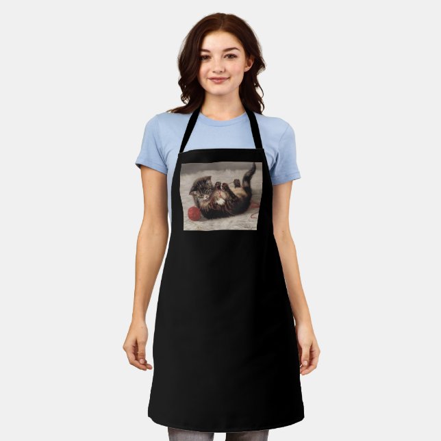 Cat's Cradle, A Cat Playing Ball of Yarn Apron (Worn)