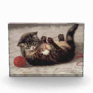 Cat's Cradle, A Cat Playing Ball of Yarn Photo Block
