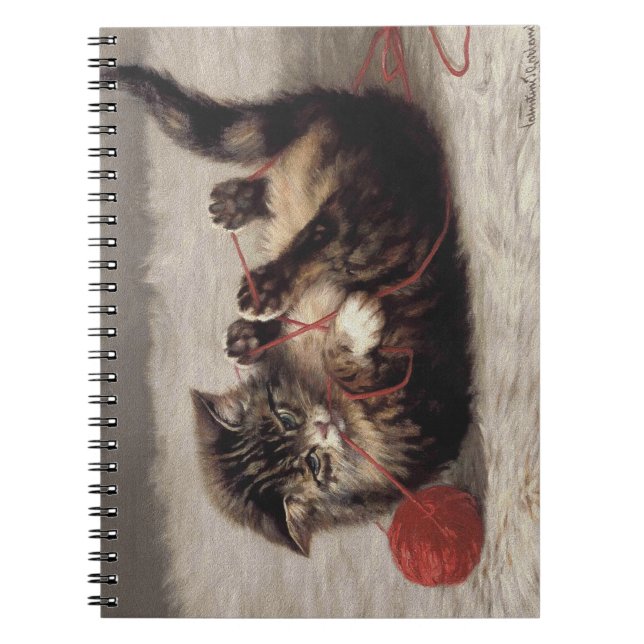 Cat's Cradle, Kitten Playing with Yarn as Pet Toy Notebook (Front)