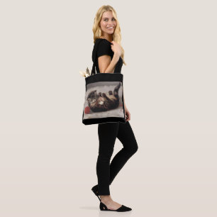Cat's Cradle, Kitten Playing with Yarn as Pet Toy Tote Bag