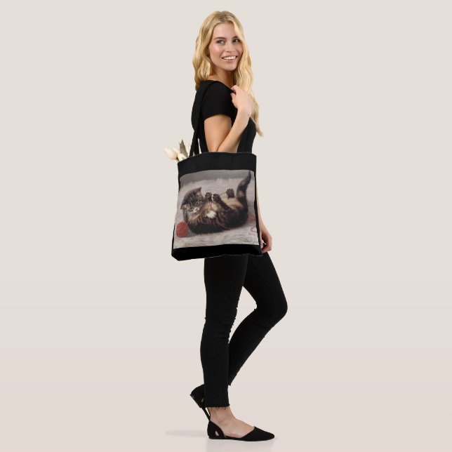 Cat's Cradle, Kitten Playing with Yarn as Pet Toy Tote Bag (On Model)