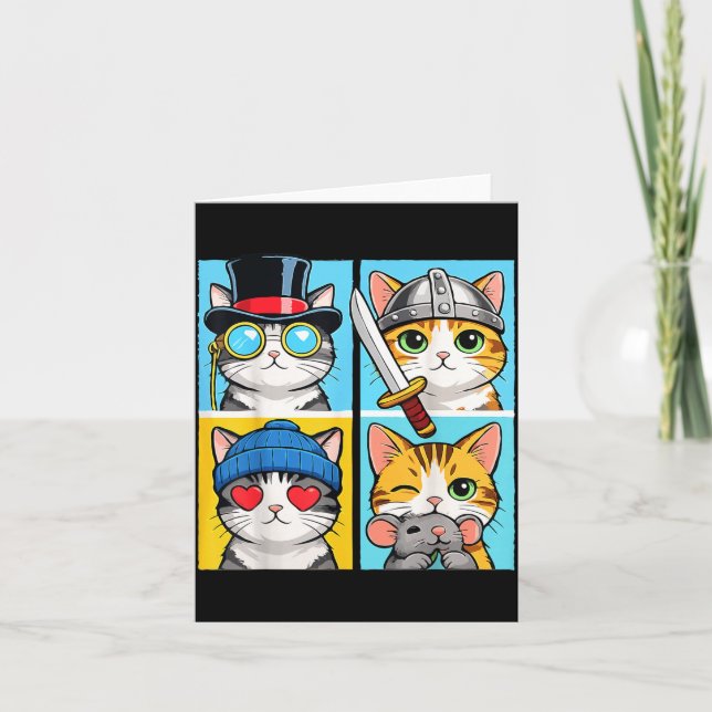 Cats Cute Colour Block Funny Cat Portrait Card (Front)