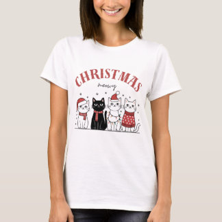 cats cute funny meowy Christmas  T-Shirt