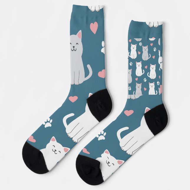 Cats Cute Pattern Background Socks (Left)