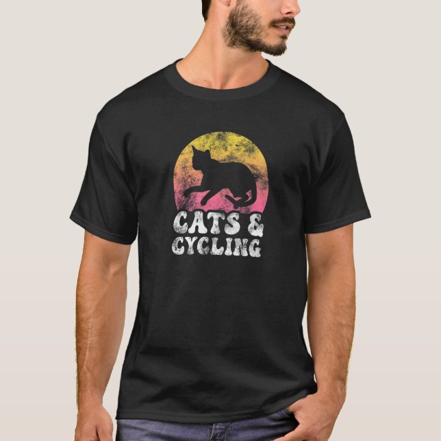 Cats & Cycling Vintage Retro Hobby T-Shirt (Front)