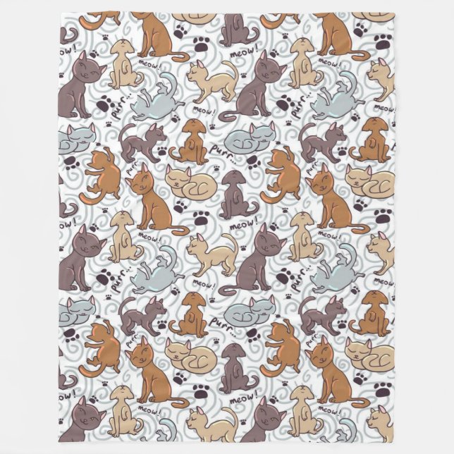 Cats Daily Life Fleece Blanket (Front)