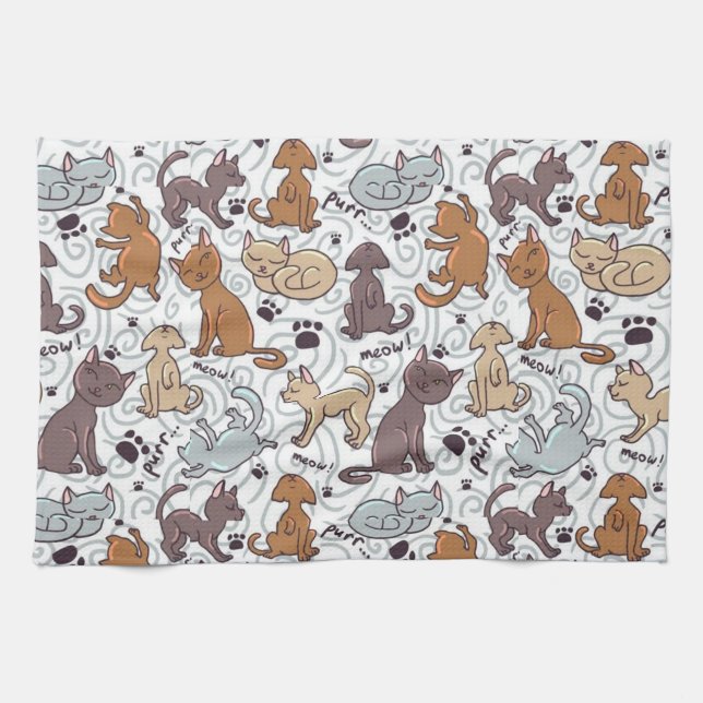 Cats Daily Life Tea Towel (Horizontal)